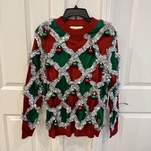 Tipsy Elves Ugly Christmas Sweater Tacky Tinsel Men's L Women's XL NWT